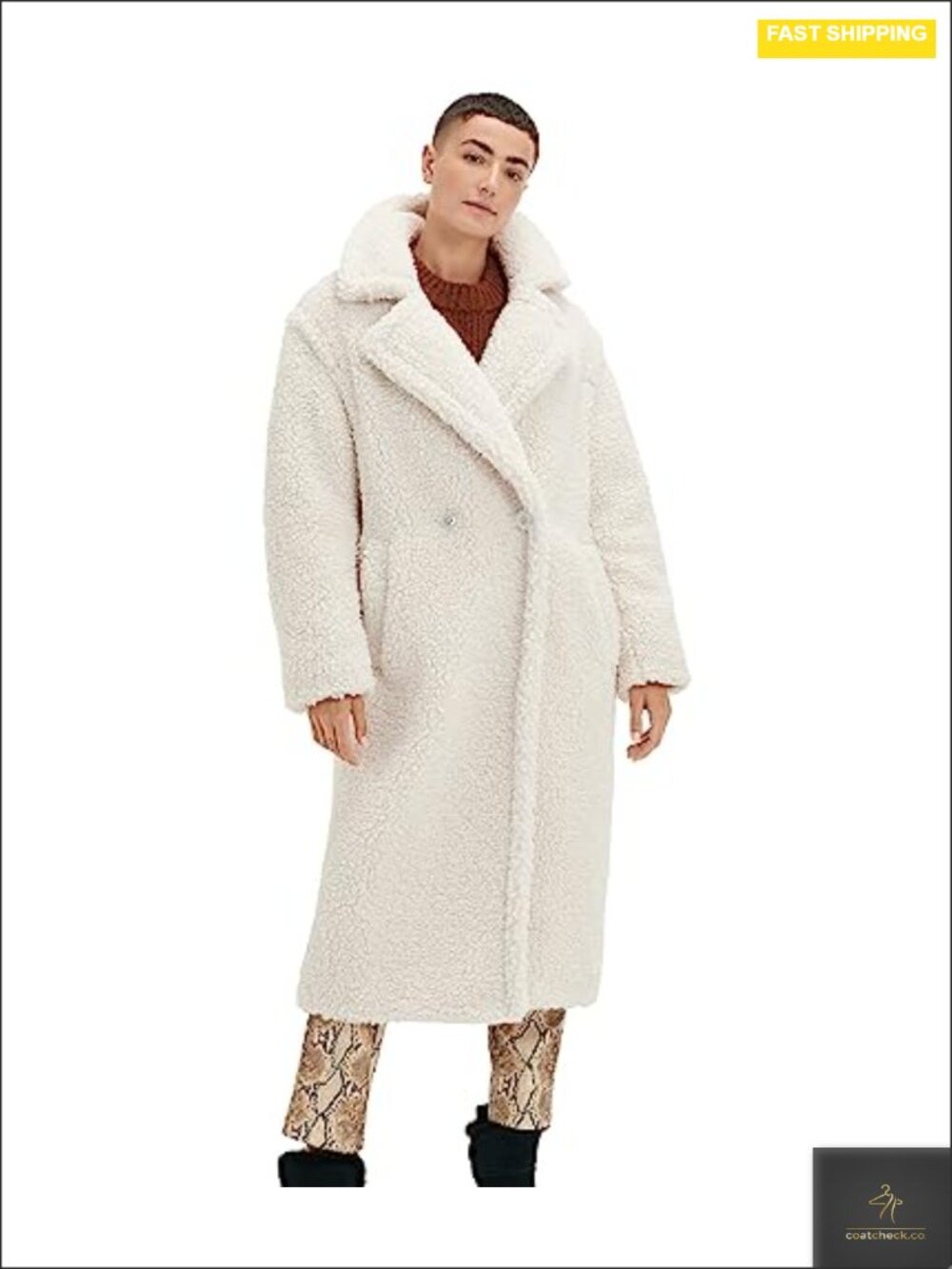 Women's Long Teddy Coat Faux Fur Double Breasted Warm Winter